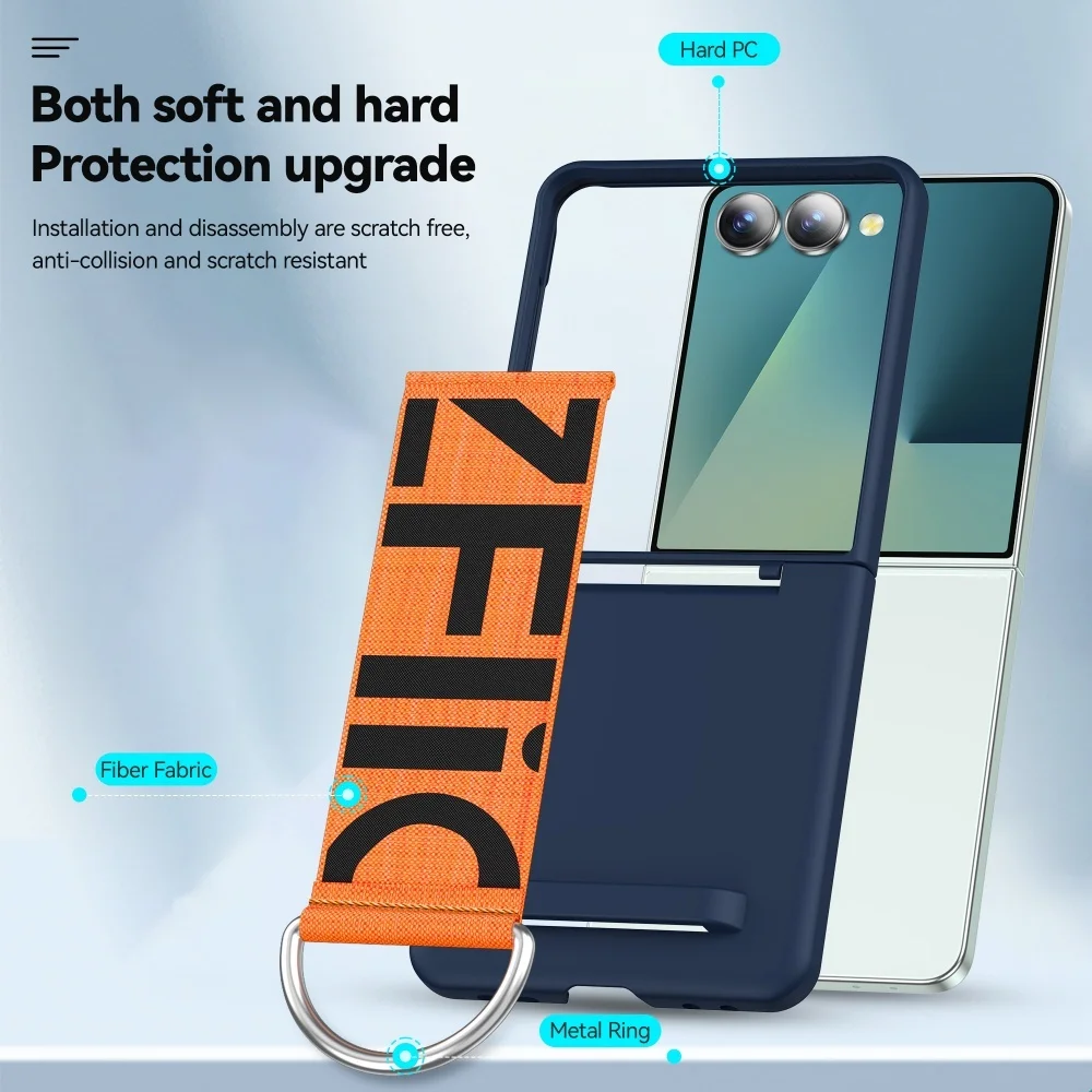 Enhanced Shockproof Wristband Phone Case with Official Strap and Ring, PC Skin-feel Finish