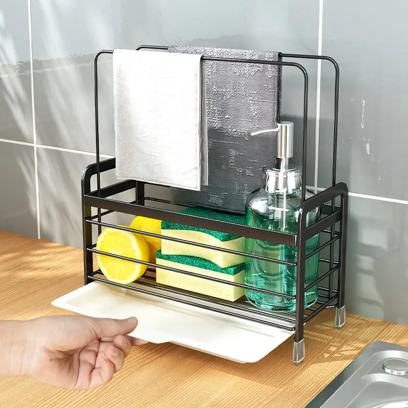 Porta Stracci Mensola Da Cucina Asciugamano Piatto Sapone Paglietta Spazzola Spugna Scarico Organizzatore Rack Cestino Portaoggetti Accessori Per Il B