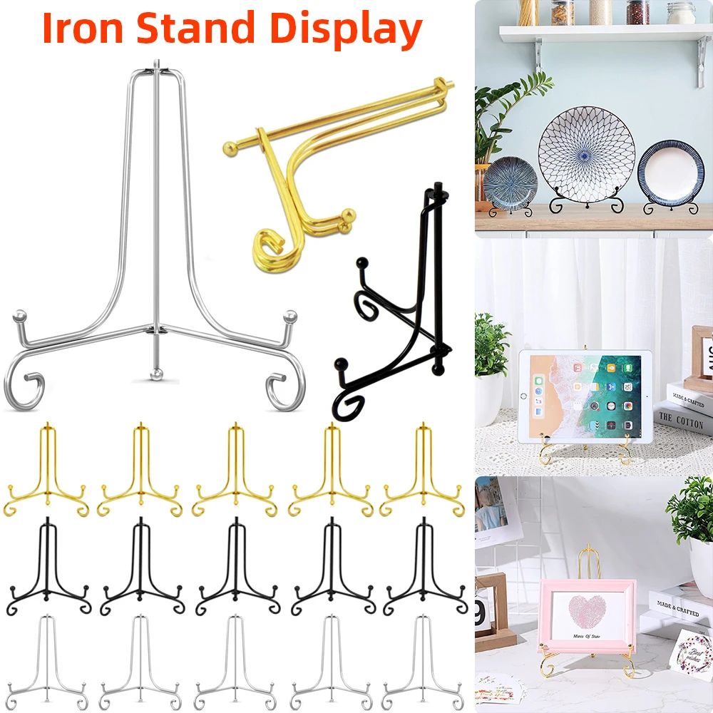 10PackIronDisplayStandIronEaselPlateDisplayMetalBlackGold