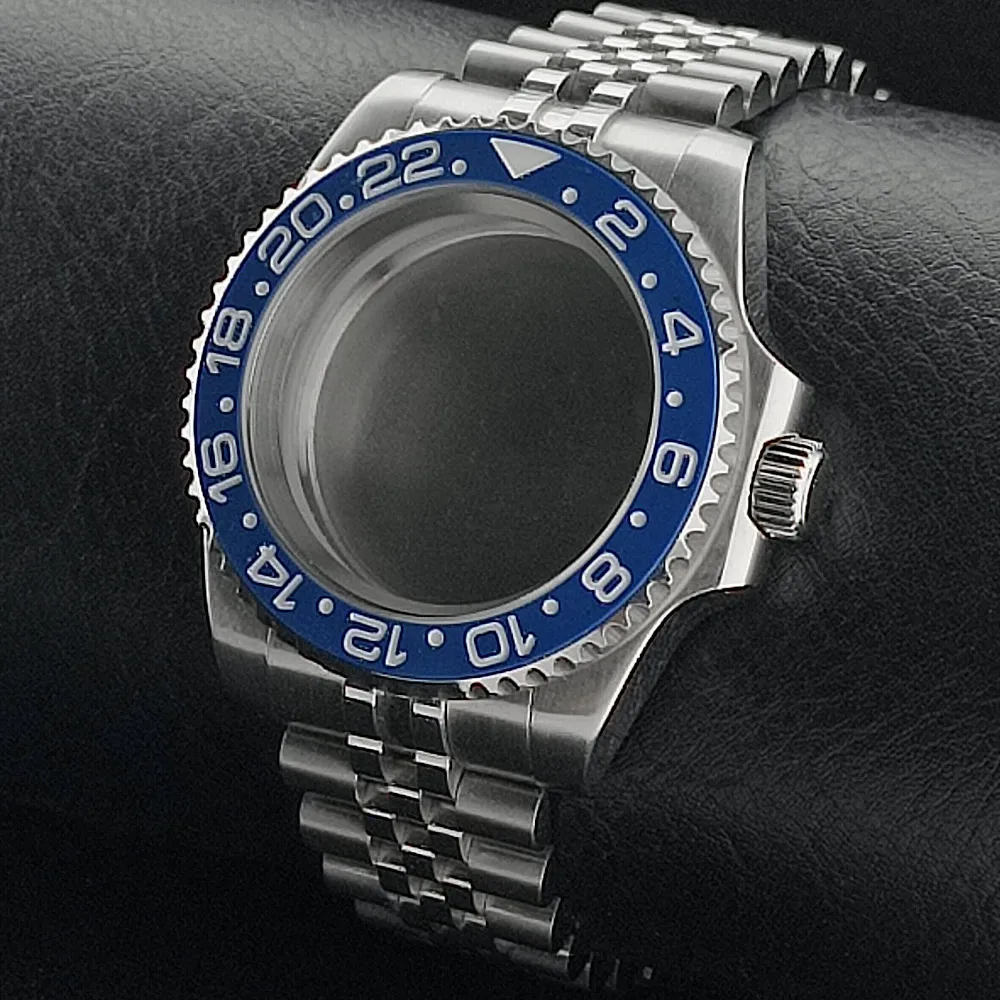 Premium GMT Watch Case with Bidirectional Sapphire Bezel and Slide Buck, 40MM, 5Bar Water Resistance
