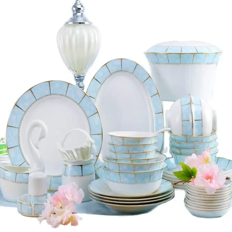 

Керамическая посуда Jingdezhen, столовая посуда, миска, Салатница, лапша, миска, тарелка, столовые наборы, кухонная суповая посуда, посуда