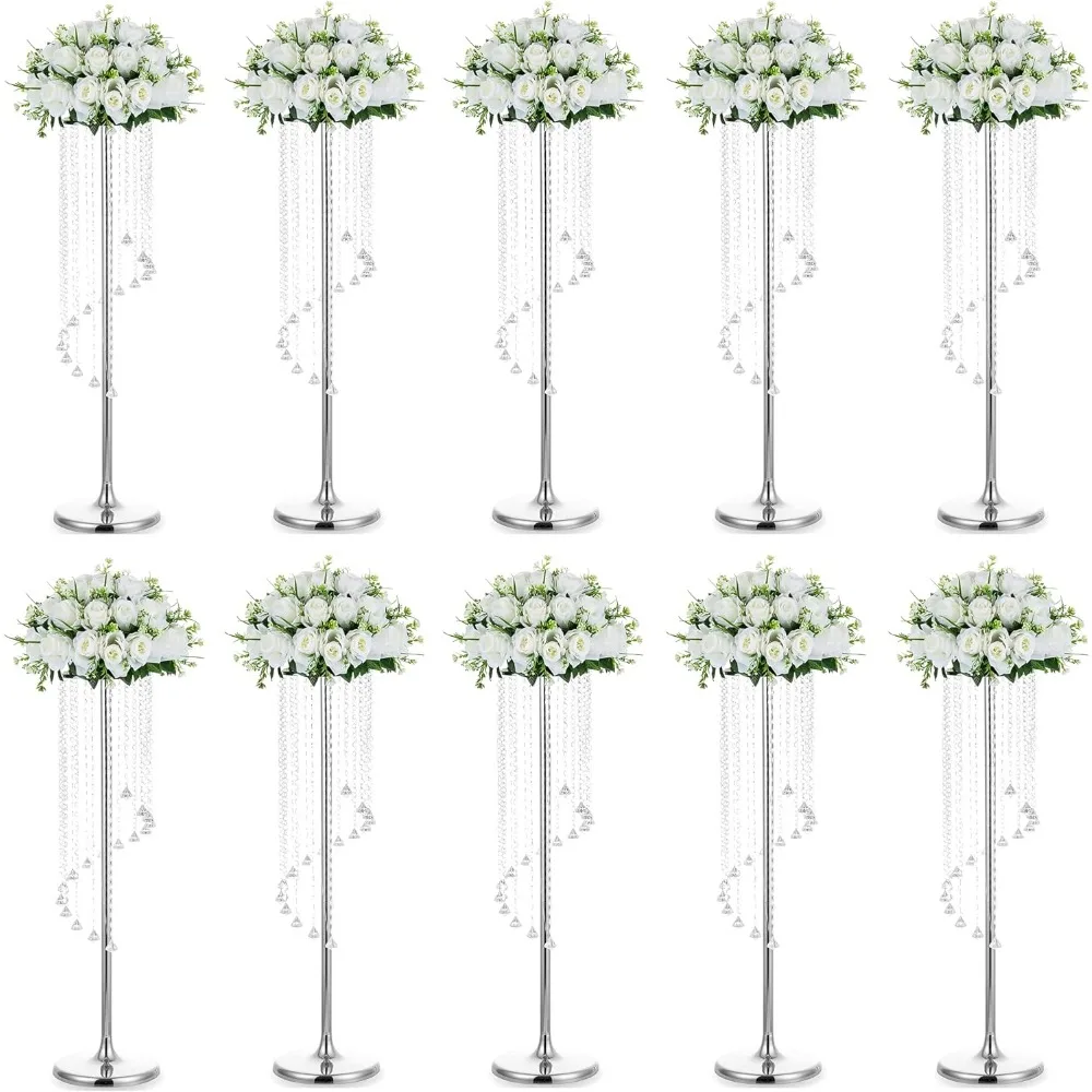 

Wedding Gold Vase: 10 pieces of 27.6-inch high metal flower stand for party table - Elegant wedding decoration stand