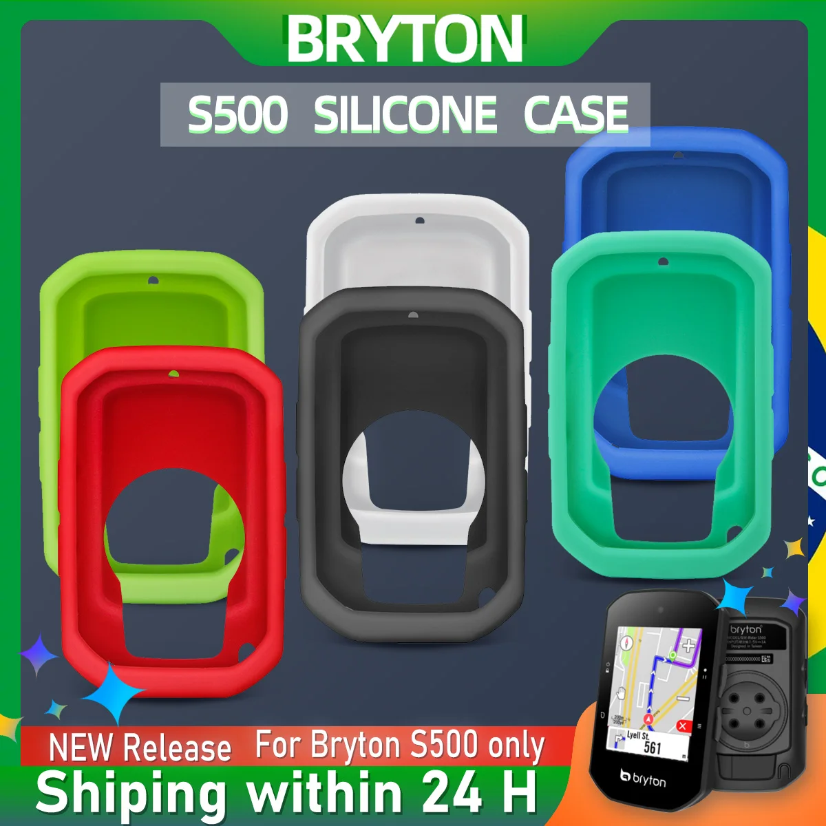 Bryton S500 Case Bike Computer Silicone Rider500 Cover Cartoon Rubber  Protective With HD Film (For Bryton S500)