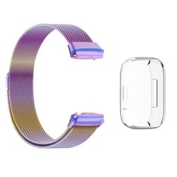Magnetic Milanese Metal Watchband with TPU Soft Case Screen Protector Replacement Strap for Redmi Watch 3 Active (Muti-Tr)