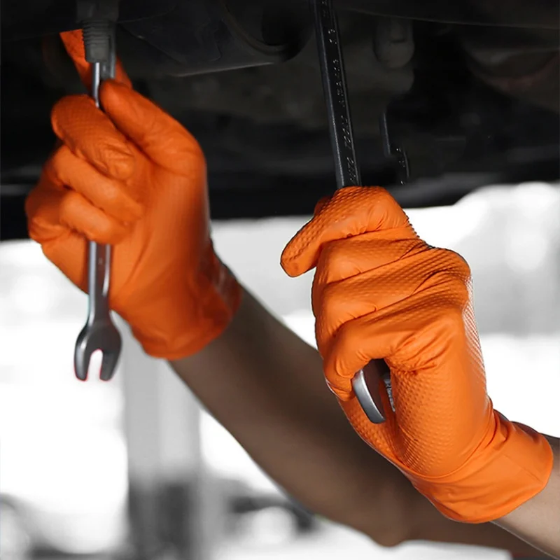 Multi-purpose Nitrile Gloves Mechanic Industrial Waterproof Safety Work Gloves 8.0g Diamond Non-slip Mechanics Repair