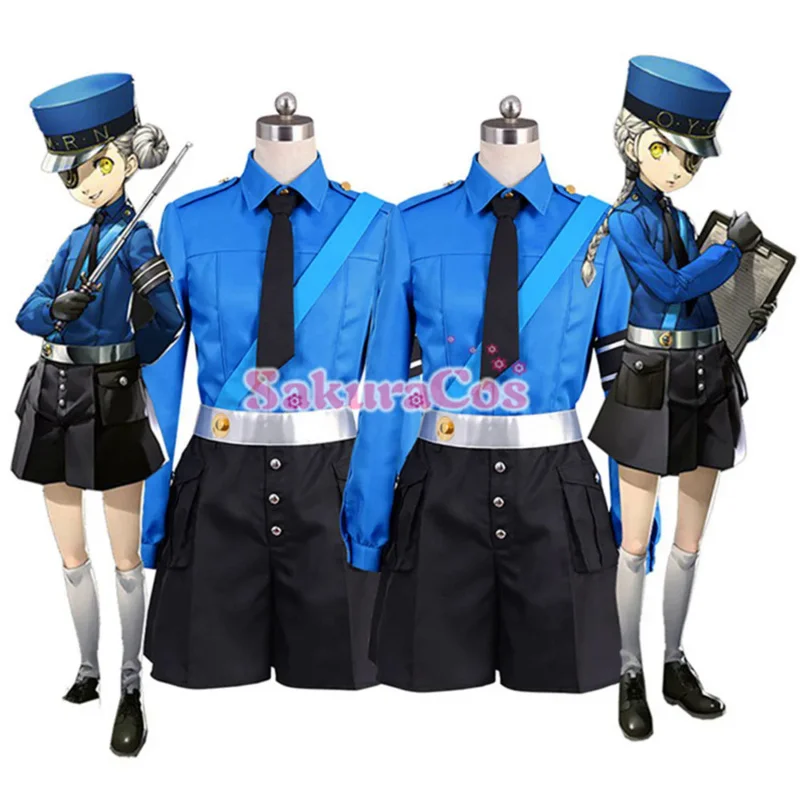 

Persona 5 Twin Prison Wardens Caroline and Justine Cosplay Uniform Suit Halloween Costumes Custom Made Top Pants Hat Full set
