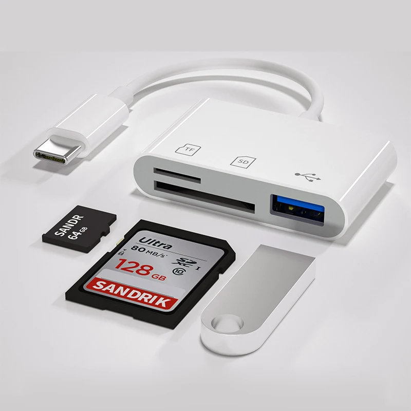 Card reader 3 In 1 SD TF Card Reader For Apple iPhone 14 12 13 11 Pro Max XR XS USB C Camera Converter For iPad Android Laptop OTG Adapter