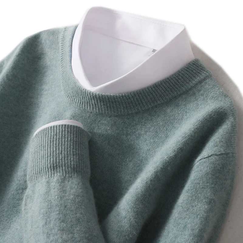 Autumn and winter wool sweater Men's round neck, young and middle-aged business casual sweater, loose wool knitted bottom shirt