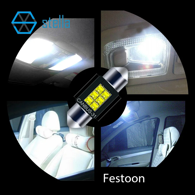 ڶ 2x 12V LED  ڿ  4300K ??  3000K   6000K ֵ Canbus ؼ C5W C10W ׸