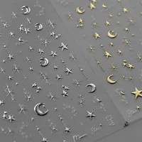 1pcs 5D Bronzing Star Moon Nail Art Stickers Luxury Gold Silver Adhesive Slider Press on Nail Decoration Decals Accessories DIY 1