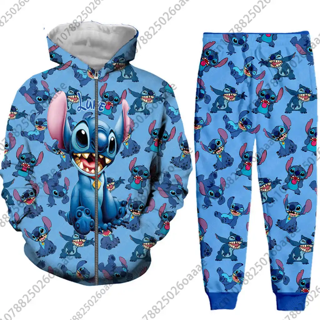 Disney Stitch Funny Men Women Fashion Lilo 3D Hoodie Print High Quality Napping Fashion Hoodies Jacket Pants Suit Tracksuit 2