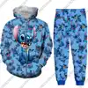 Disney Stitch Funny Men Women Fashion Lilo 3D Hoodie Print High Quality Napping Fashion Hoodies Jacket Pants Suit Tracksuit 2