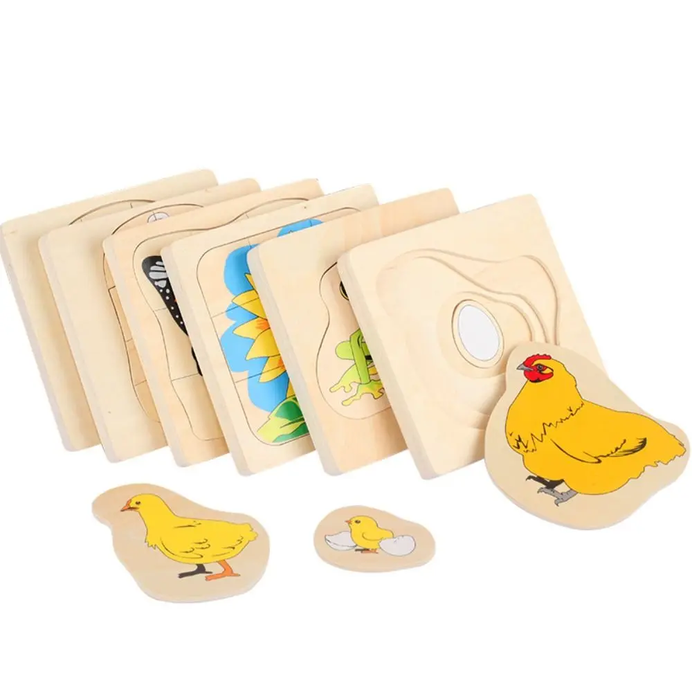 Matching Toys Life Cycle 3D Puzzle Cognitive Animal Plant Life Multi-Layer Jigsaw Interactive Challenges