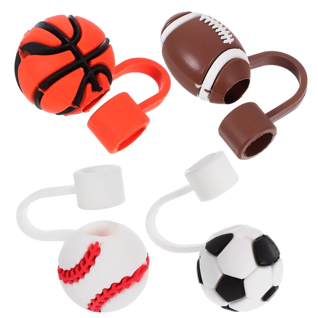4 Pcs Sports-Themed Straw Toppers 1