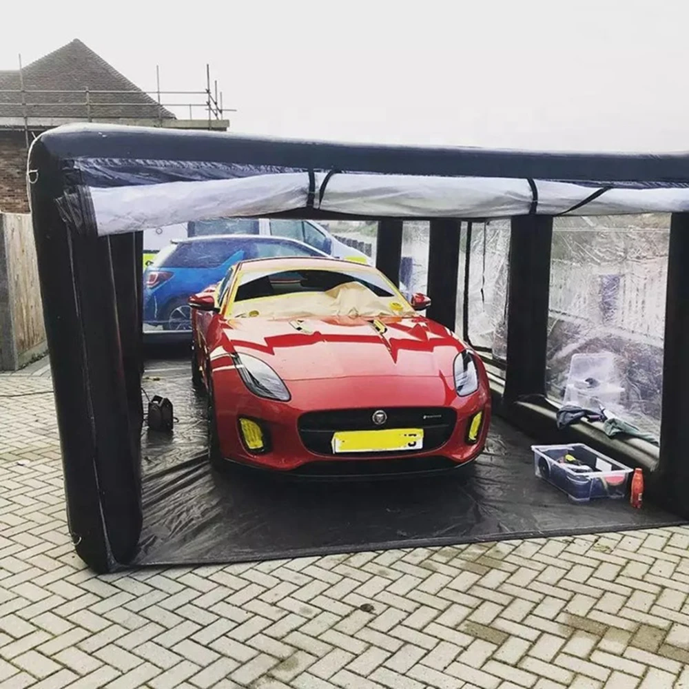 High quality PVC Inflatable black Spray Paint Booth Tent For Car Care And Cleaning mobile shop cover, no continuous inflation 2