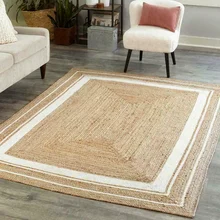 Tapis en Jute naturel 100% fait à la main, natte rectangulaire tressée 2x4 pieds, pour décoration de maison, pour salon 