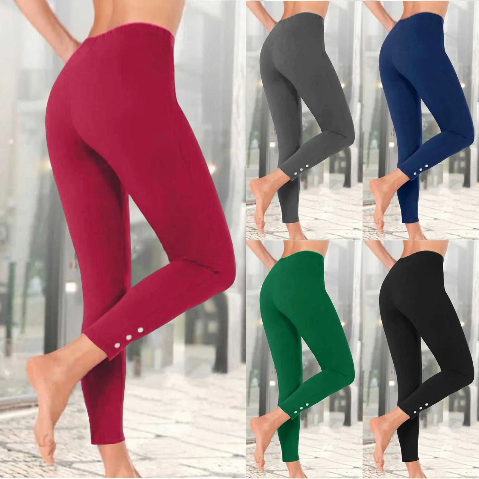 Cute Pajamas for Women Pants Women Fashion Solid Slim Fit And Thick Leggings for Women with Pockets Cropped Leggings