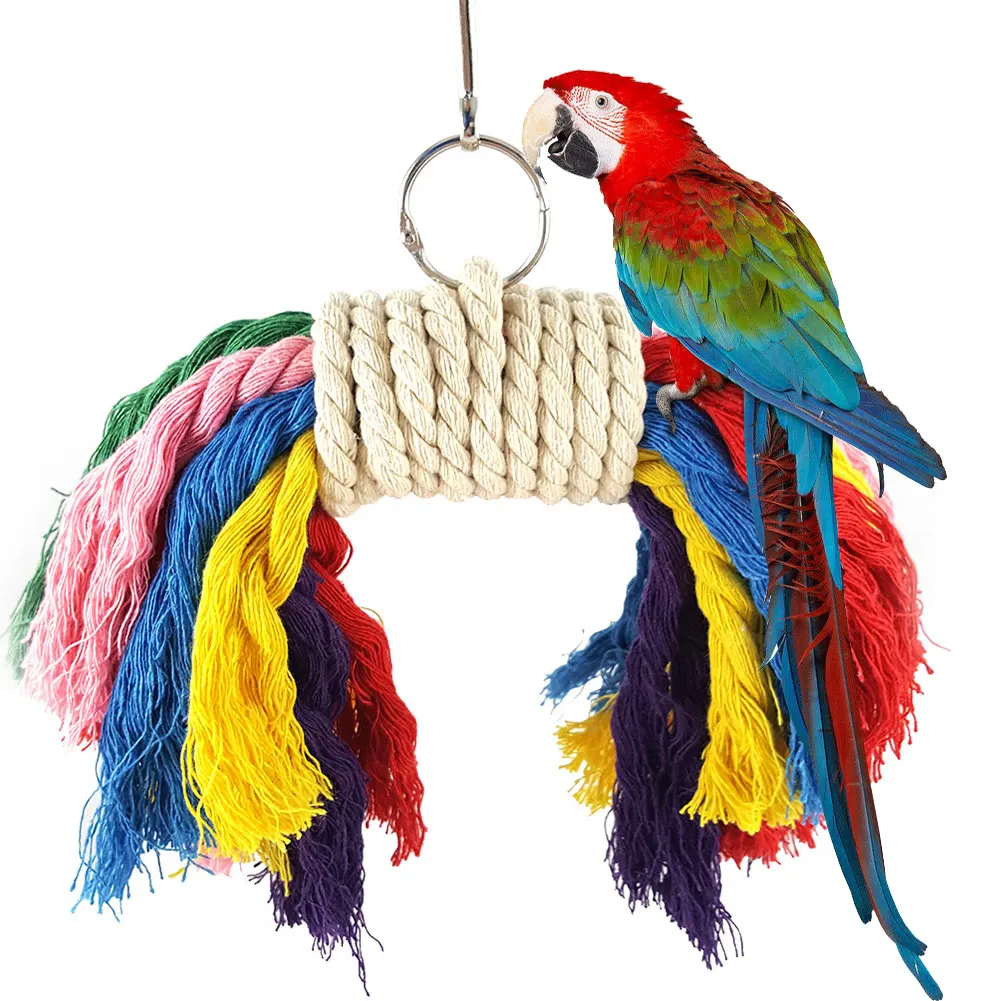 Bird Swing Toy Wooden Parrot Toys Hanging Ring Stand Playstand Cage Playground for Budgerigar Cockatiel Parakeet Bird Supplies 4
