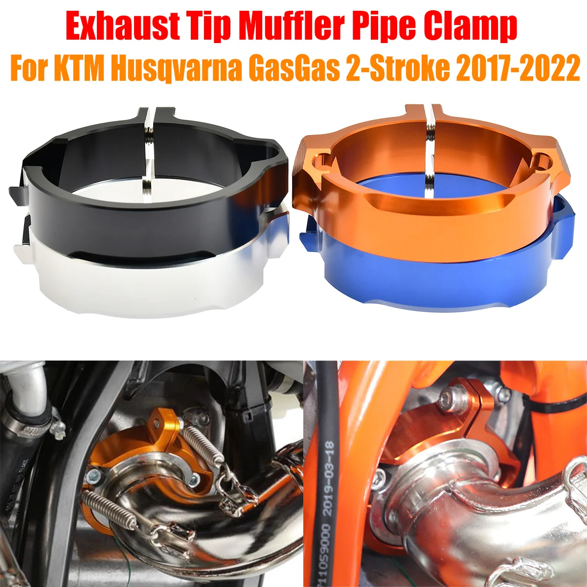 

Exhaust Tip Muffler Pipe Clamp Flange Guard For KTM EXC XC SX XCW TPI Six Days 250 300 2017-2022 2023 Husqvarna TE TC TX GasGas