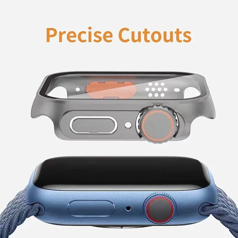 Premium Protective Case with Glass Screen Protector for Apple Watch - 2-Pack Bumper Cover