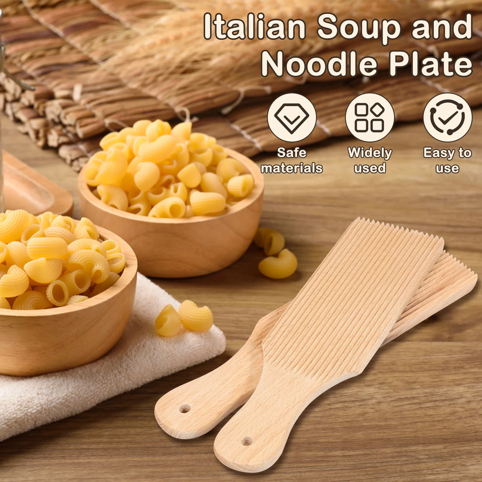 Wooden Gnocchi Board Set - Traditional Potato Pasta Maker For Homemade Gnocchi & Cavatelli