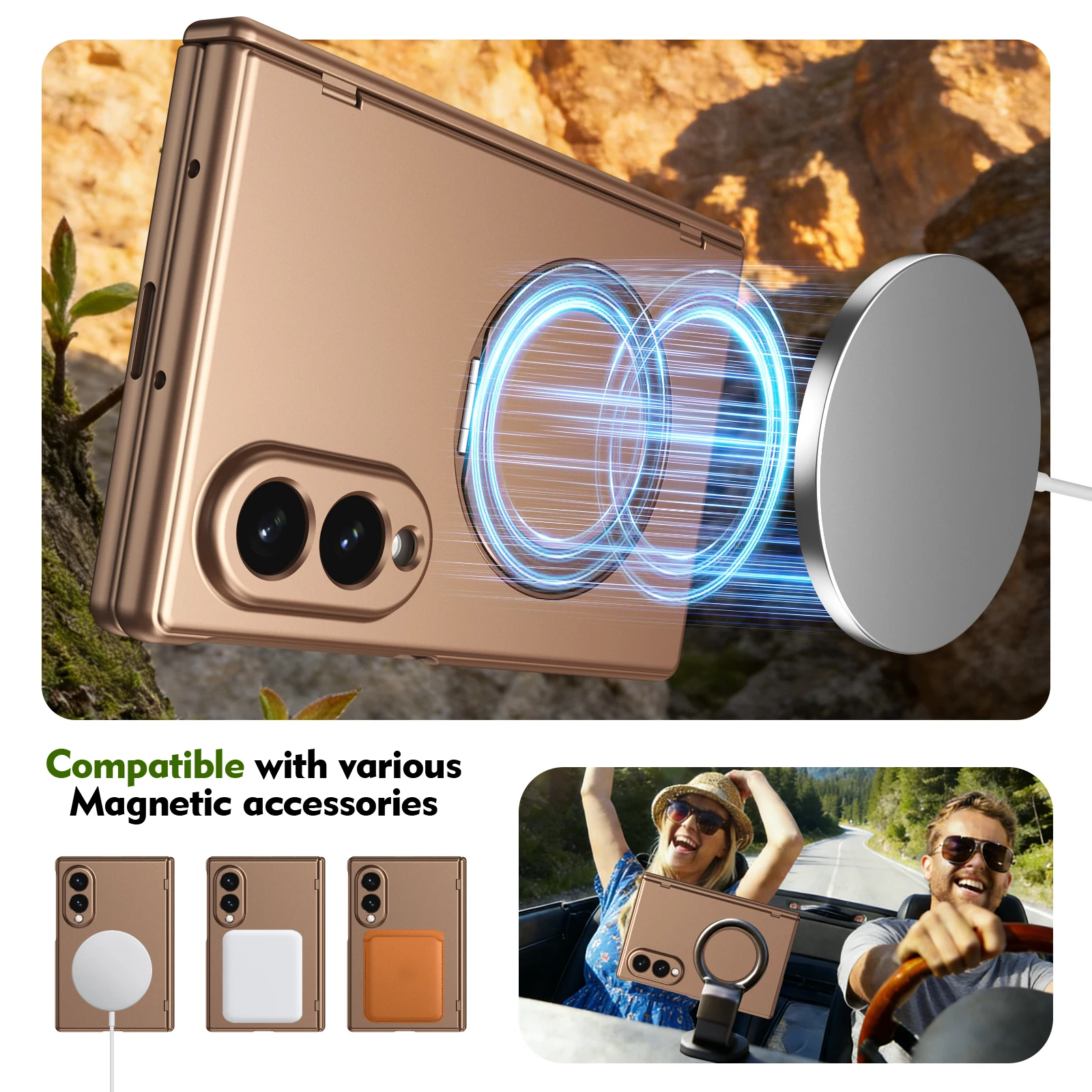 Magnetic Hinge Protection Phone Case with 360° Rotation Stand