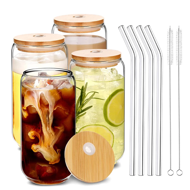 Mason Jars Canning Glass Jars Glass Smoothies Jars with Lids for Drinking  and Storage Reusable Container for Juice Milk Bulk Food Coffee Tea Snack  Round Glass Jars (Color : Clear, Size : 500ml)