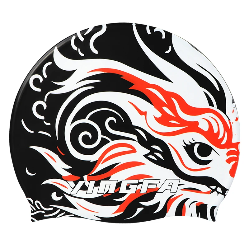 【YINGFA】Printed Silicone Swimming Cap, High Toughness Universal Swimming Cap, Professional Watersport Hat Suitable For Men Women 6
