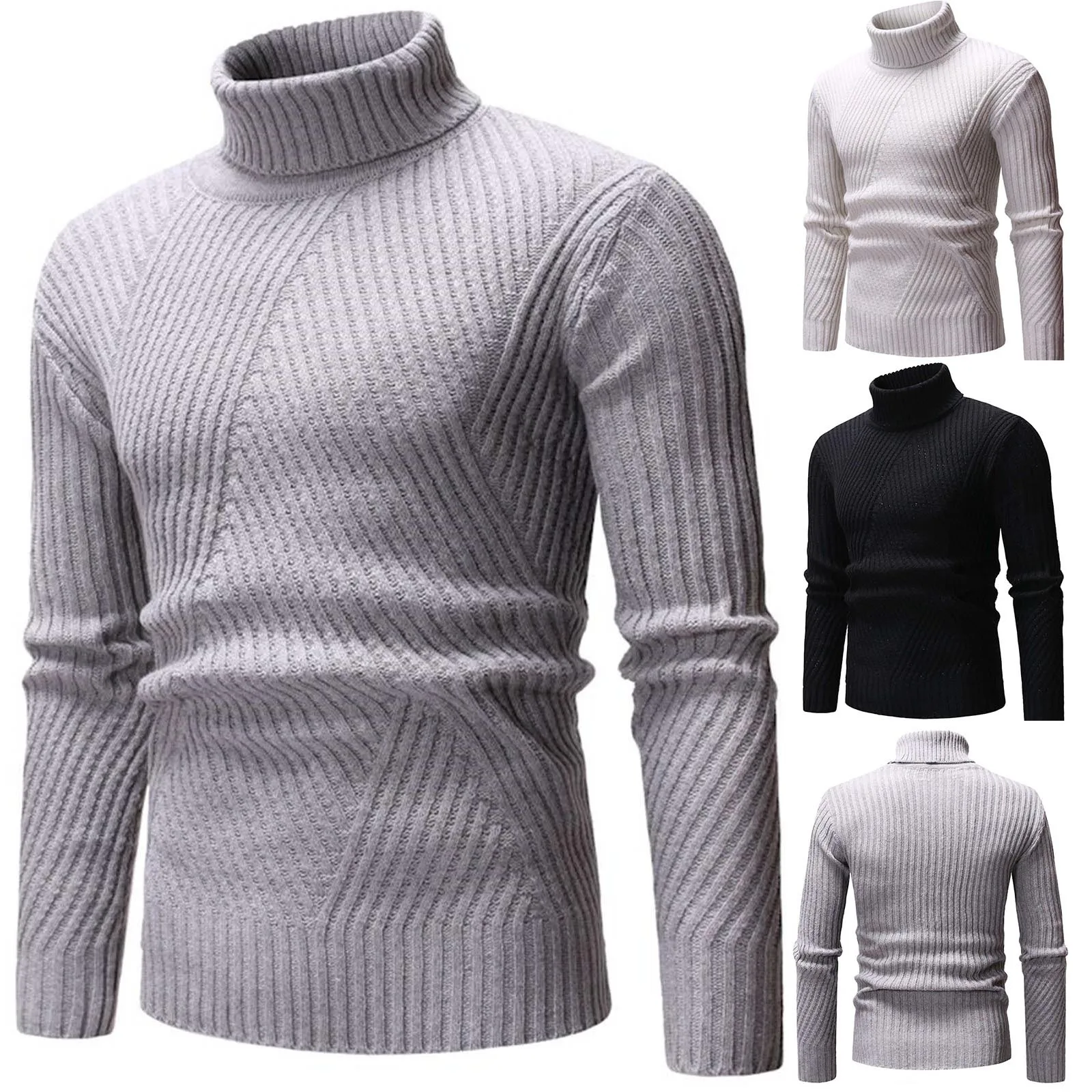 

Harajuku Sweaters Men Winter Casual High Neck Fit Sweaters Men Pullovers Knitted Sweater Men Fashion Clothing 2023 Turtleneck