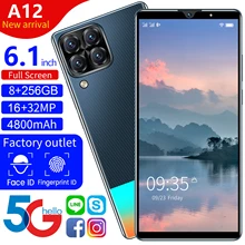 

New Smartphone A12 8Gb Ram 256Gb Rom 6.1 Inch Screen 4800Mah Battery Unlocked Sim Mobilephone 3G 4G 5G Celulares Android Phones