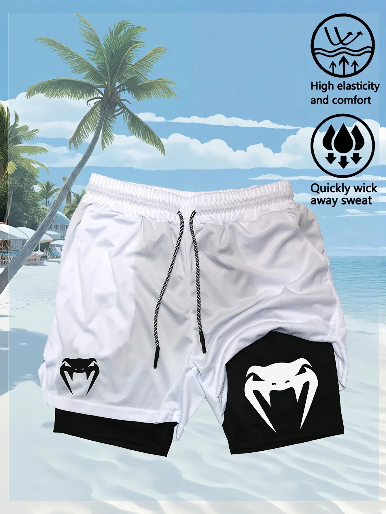 Shorts d'entraînement pour hommes à séchage rapide avec taille élastique et cordon de serrage, respirants et anti-humidité