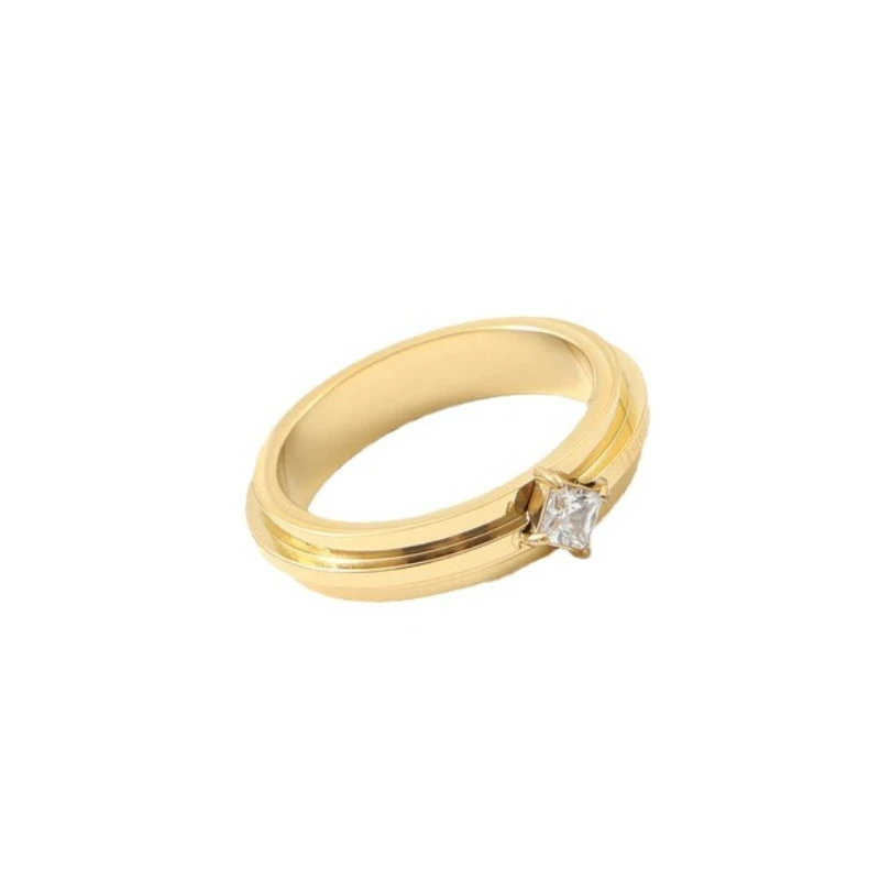 High End PVD Fashion Shinny Square Zirconia Stainless Steel Ring for Women Girl Daily Wear Jewelry 5