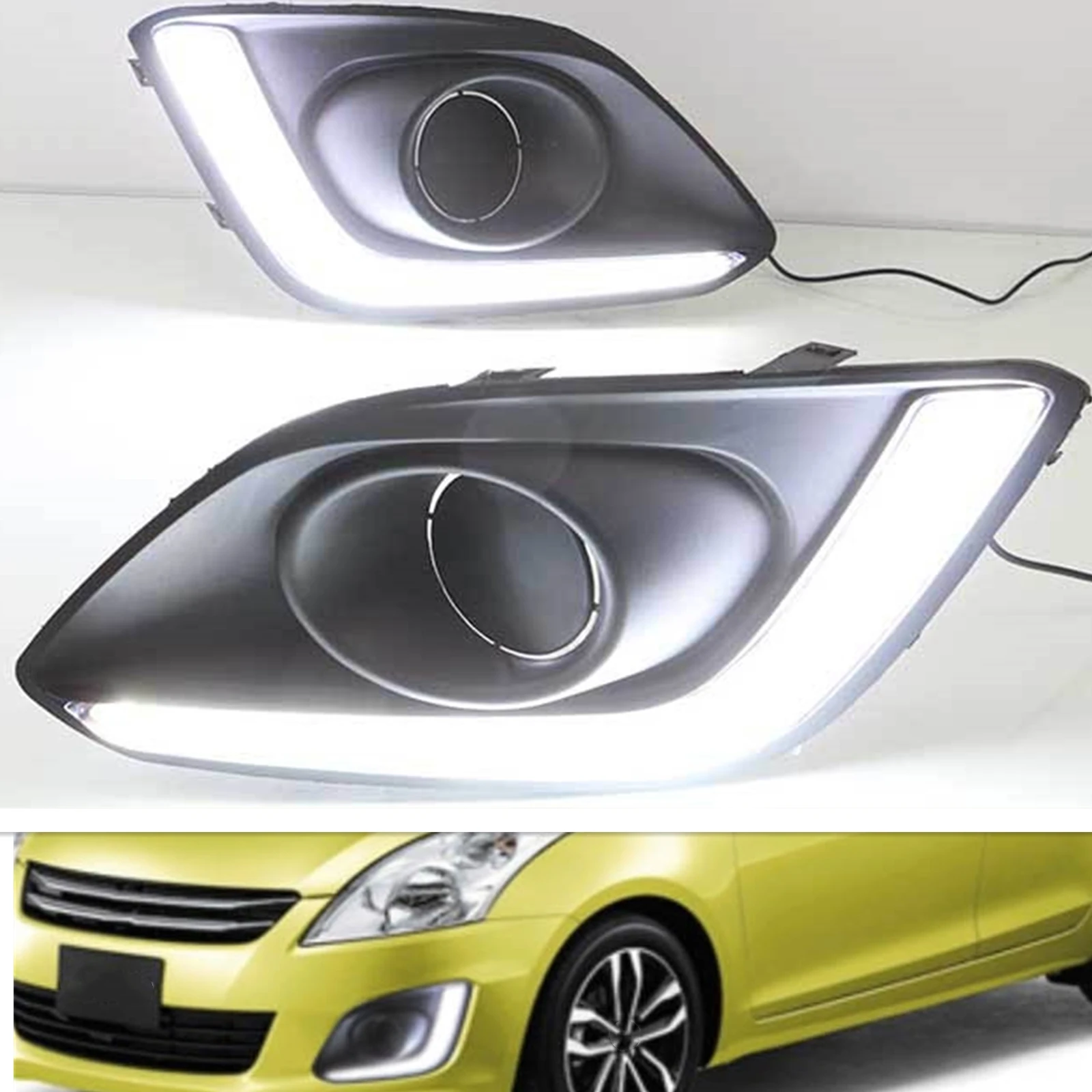 

LED Daytime Running Lamp Front Bumper Fog Light Drive Fender Side Turn Signal Indicator Bulb For Suzuki Swift 2014-2017