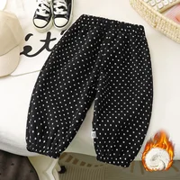 Pantalon unisexe doublé polaire pour enfants, collection Printemps 2026, motif rétro à pois, pour garçons et filles, vêtements pour enfants 2