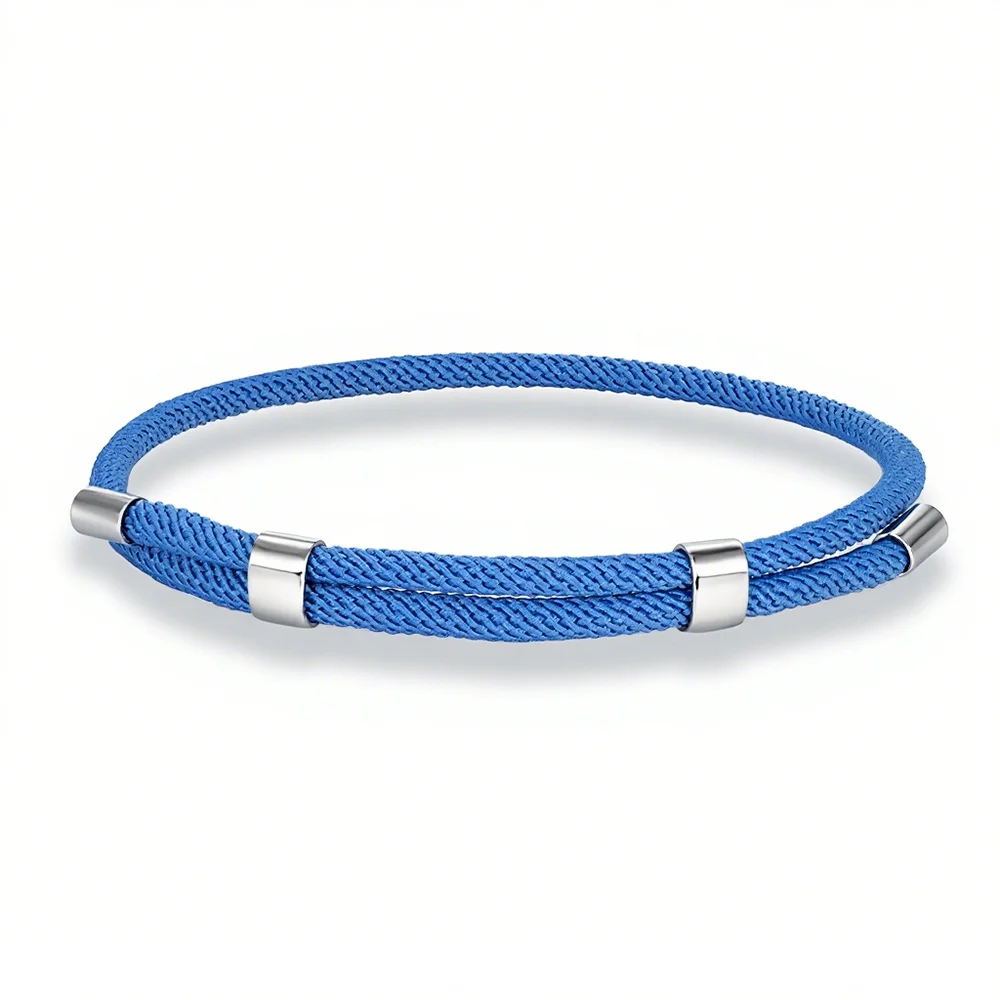MKENDN Simple Style Men Women Bracelet 3mm Durable Marine Rope With Polished Steel Closure Jewelry Summer Beach Gifts