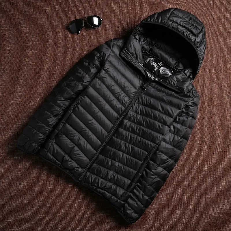 Korean Version Men's Street Casual Wear Feather Jacket Standing Collar Hooded Warm Men's Autumn and Winter Down Jacket