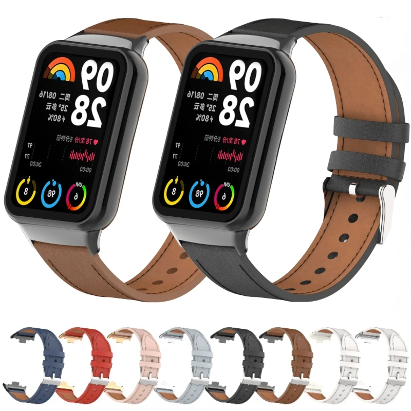 

Ремешок кожаный для Xiaomi Mi Band 8 Pro, сменный металлический браслет для смарт-часов, аксессуары для Xiaomi Band 8 Pro
