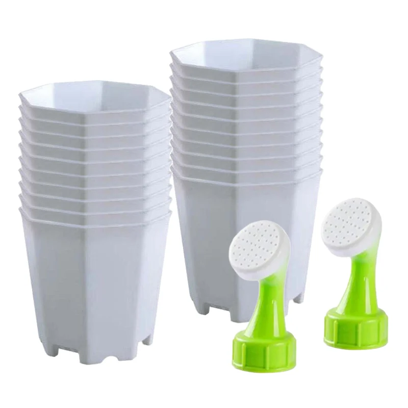 6~24pcs White Octagonal Flower Pots Plastic Mini Seedling Pot Succulent Cacti Indoor Outdoor Plant Growth Garden Accessory TMZ