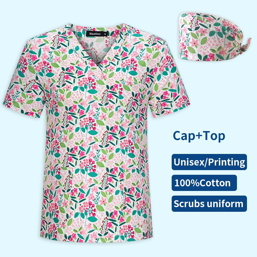 Women Scrubs Uniform Medical Uniform Surgical Top Hospital Doctor Surgery Workwear Dental Clinic Costume Pet Grooming Work Clothes