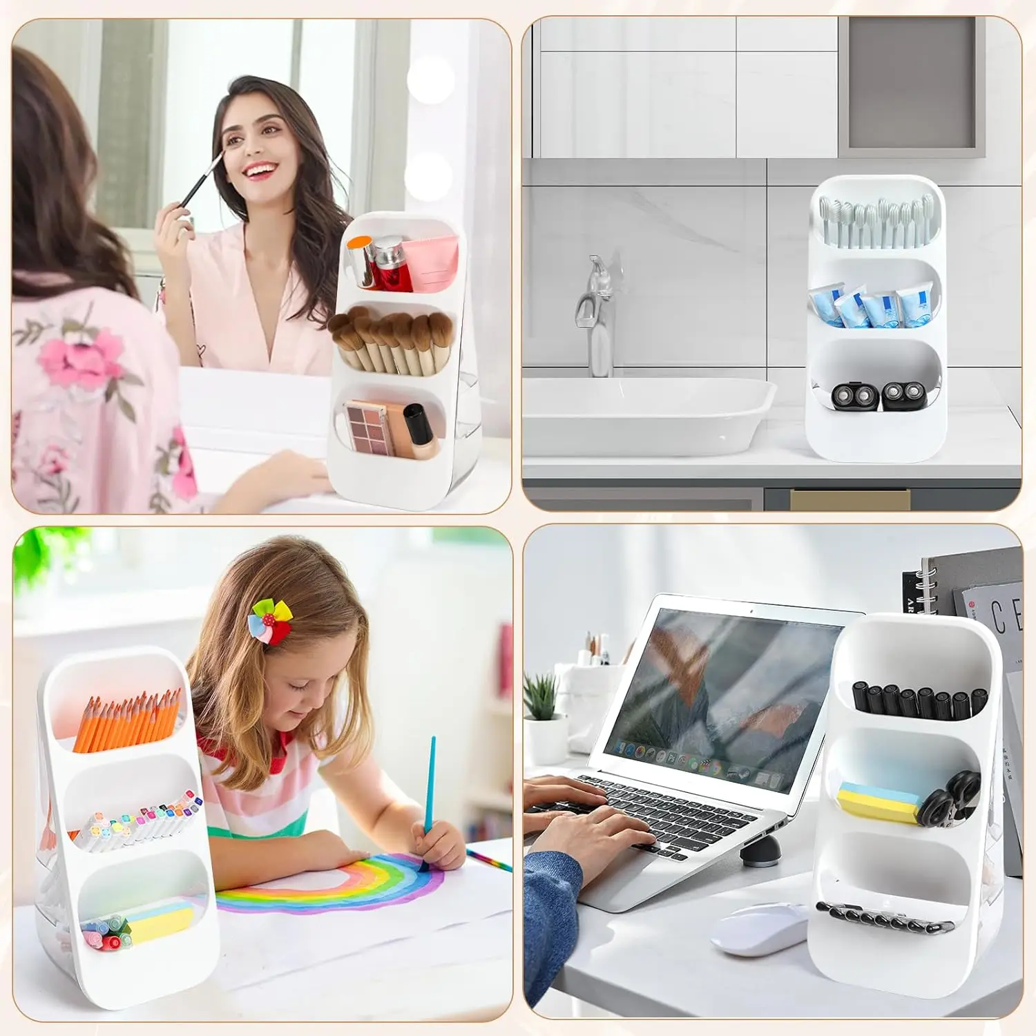 Large Capacity Makeup Storage Box For Cosmetic Tools Organizer Fits Vanity Desk Office Table_voghion.com