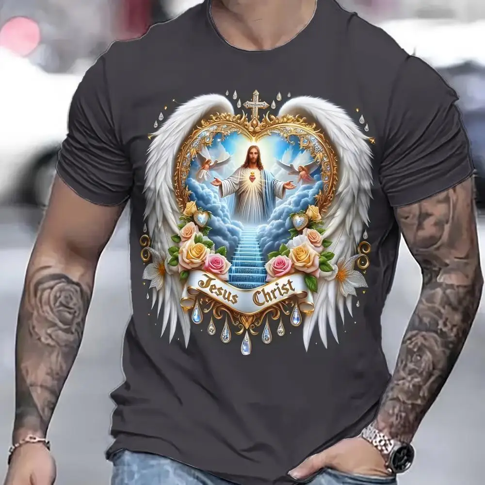 Mens 3D Print Round Neck Short Sleeve T Shirt