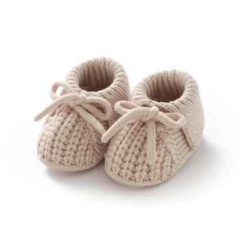 Scarpe da bambino Calzature da letto per bambini lavorate a maglia 0-18M Carino Turn-down Traspirante Neonato Ragazzi Ragazze Stivali da passeggio Moda Fasciatura solida