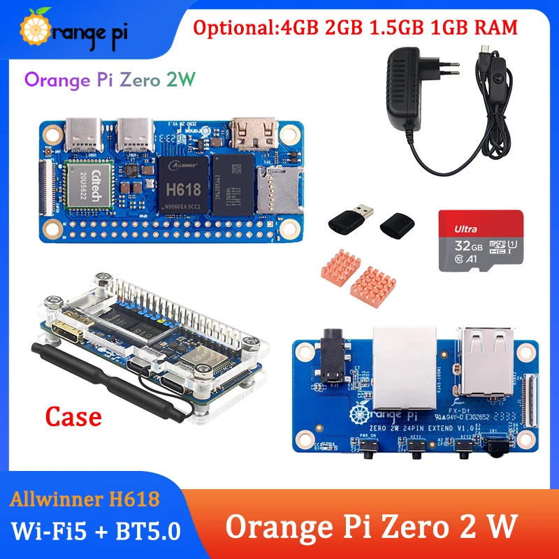 Laranja pi Zero Placa de Expansão Opcional Mini pc Lpddr4 Allwinner H618 Quad-core Cortex-a53 Wifi5 Mais Bt5.0 w 4gb 2gb 1.5gb 1gb