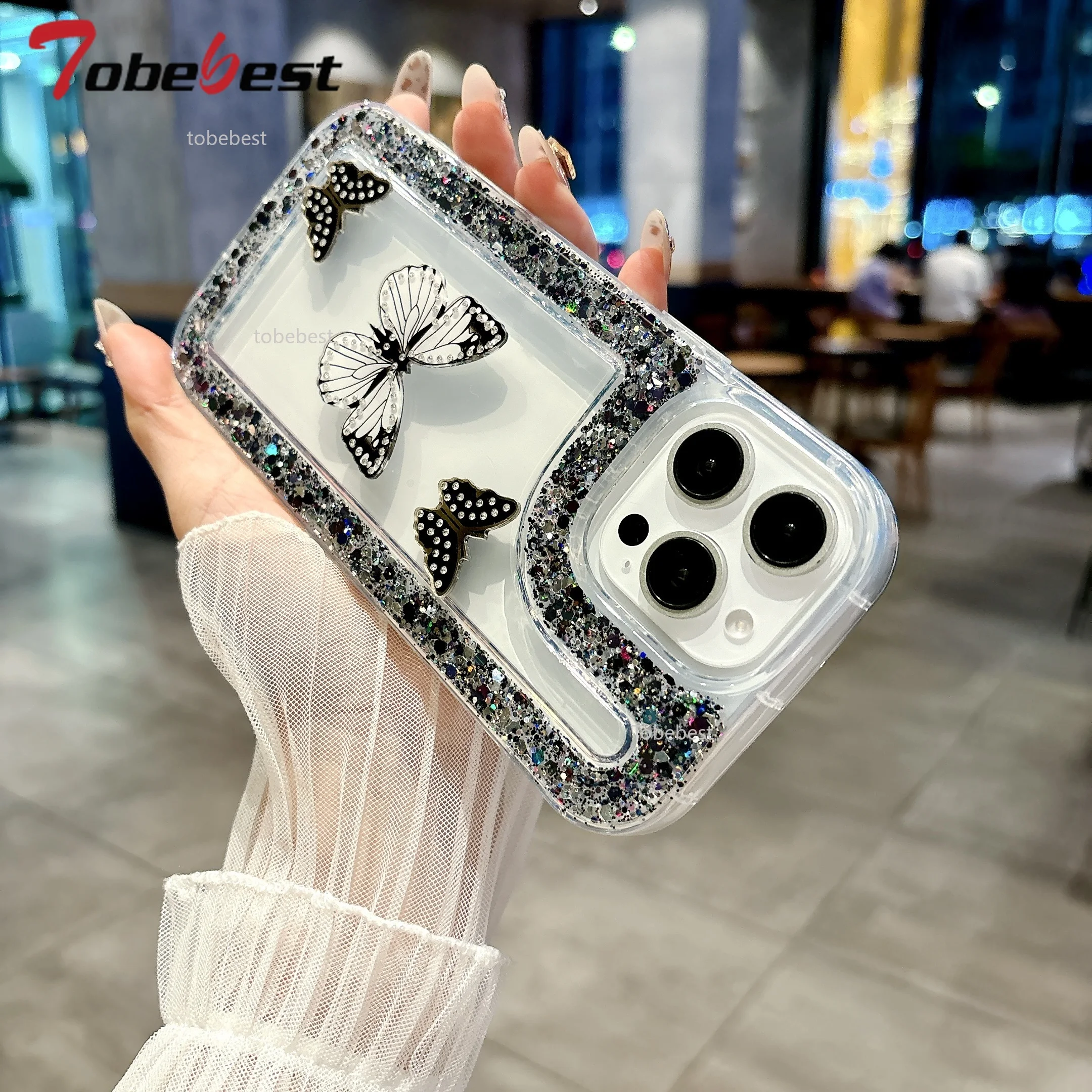 Sparkling 3D Butterfly Bling Glitter Diamond Acrylic Case