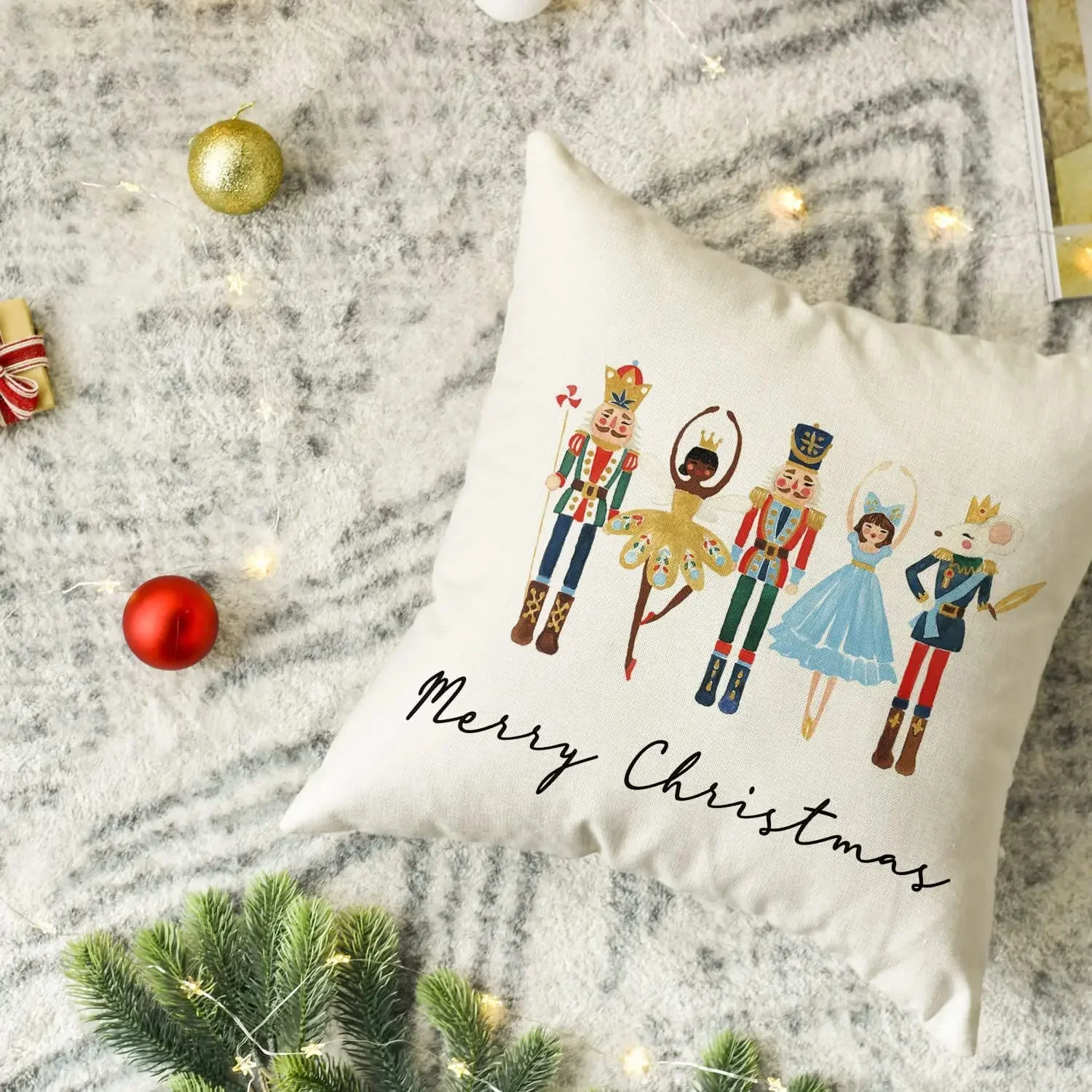 Description Picture 5 of itemMerry Christmas Nutcracker Throw Pillow Cover 18x18 Inch Winter Holiday Party Cushion Case Home Decoration for Sofa Couch Bed