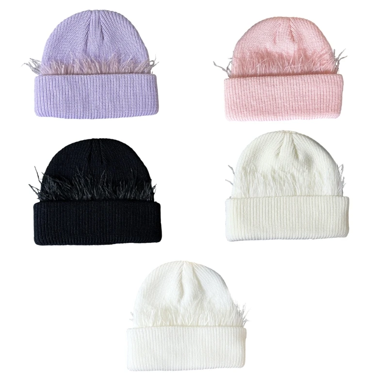 Strauß Plüsch Gestrickte Krempe für Frauen Männer Polyester Winter Pullover Für Outdoor-Aktivitäten Kaltes Wetter Y08E – Detail 1