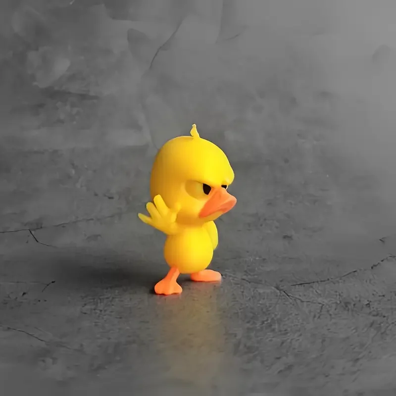 Angry Yellow Duck Statue with Rejecting Gesture Funny Mini Figurine For Desk Car Home Decor Playful & Lightweight Gift