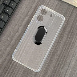 Sleek Black TPU Silicone Phone Case with Ring Holder Bracket - 6.5 Display for Blackview Wave 6C (Clear Tpu A Black)