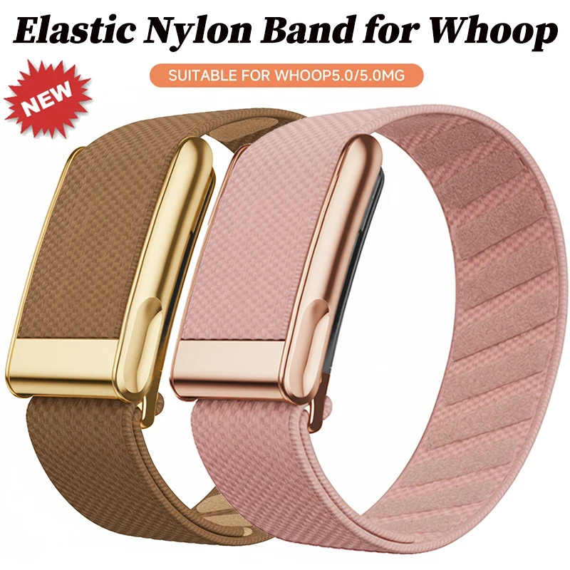 Premium Nylon Fitness Band with Metal Frame – Woven Elastic Sports Strap in Gold/Silver/Rose Gold