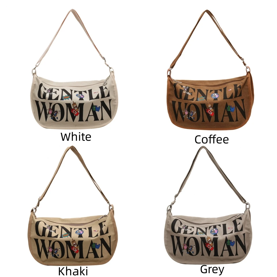 Women's Leisure Canvas Shoulder Bags Ladies Simplicity Fashion Crossbody Bags Designer Large-capacity Commute Female Handbags